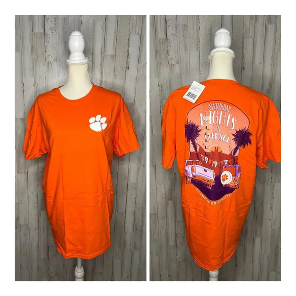 Clemson Tigers "Saturday Nights in Clemson" Orange Graphic Short Sleeve T-Shirt - Picture 1 of 5